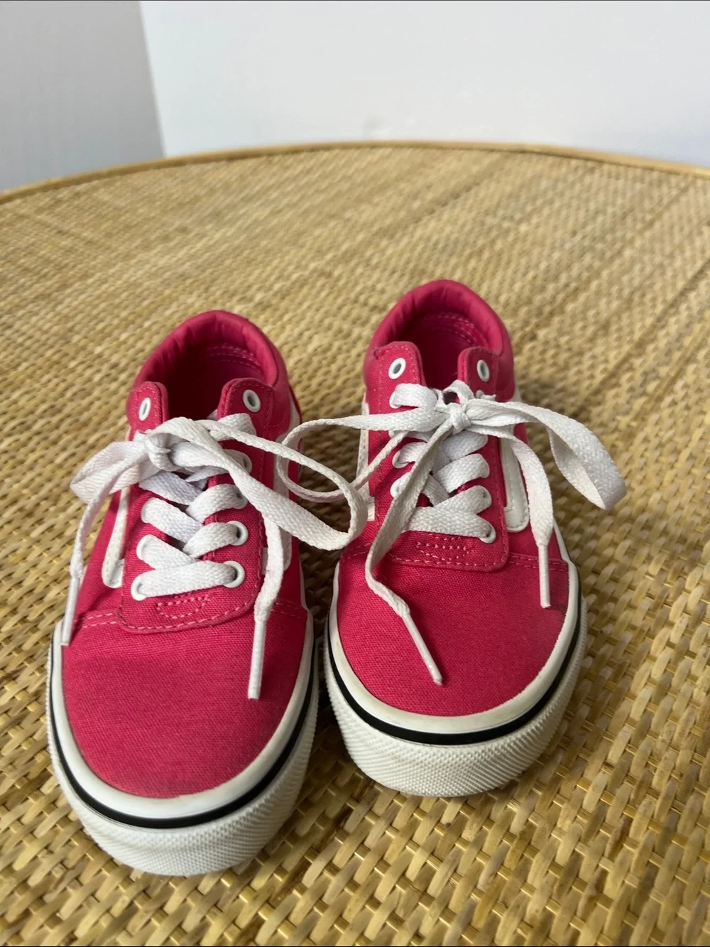 Vans Ward Honeysuckle Pink white Canvas Sneaker Missy/Youth/Little Girl Size 12